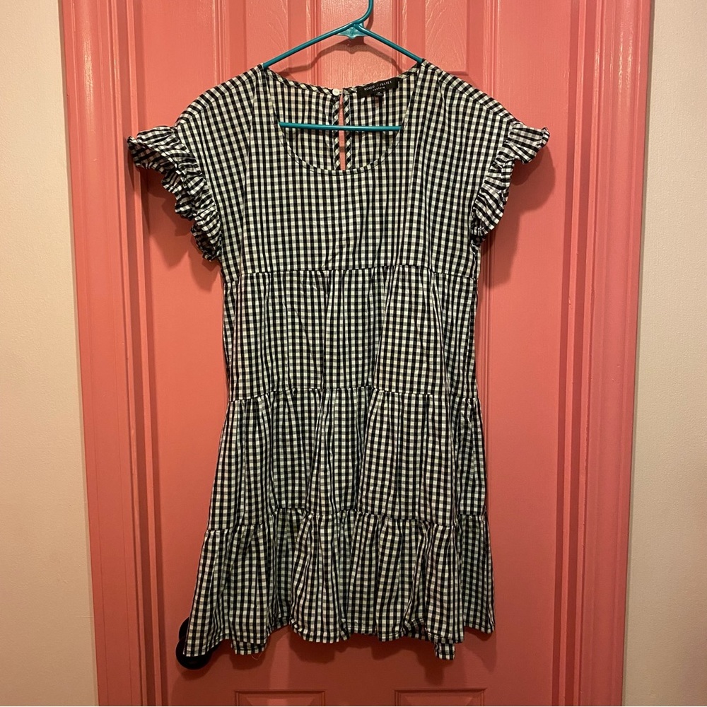 ROMEO + JULIET Couture Tiered Gingham Mini Dress